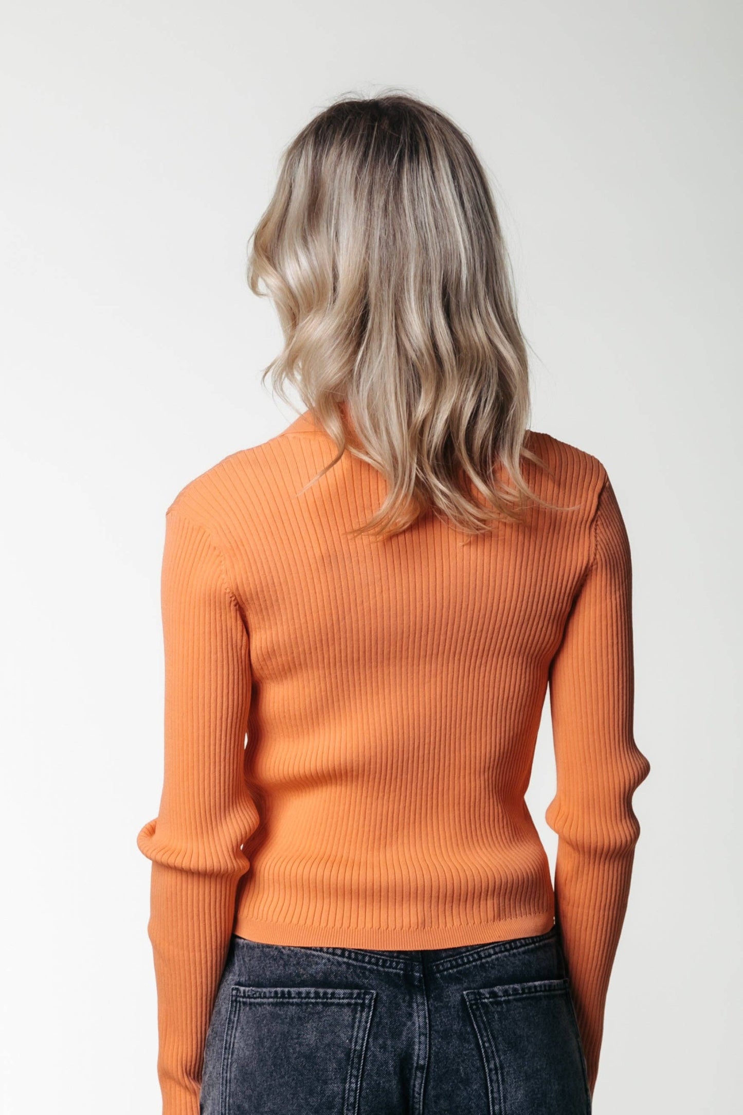 Colourful Nori Fine Knit Polo | Tangerine