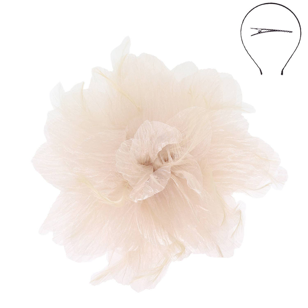 Sophia Feather Flower Fascinator With Headband And Clip