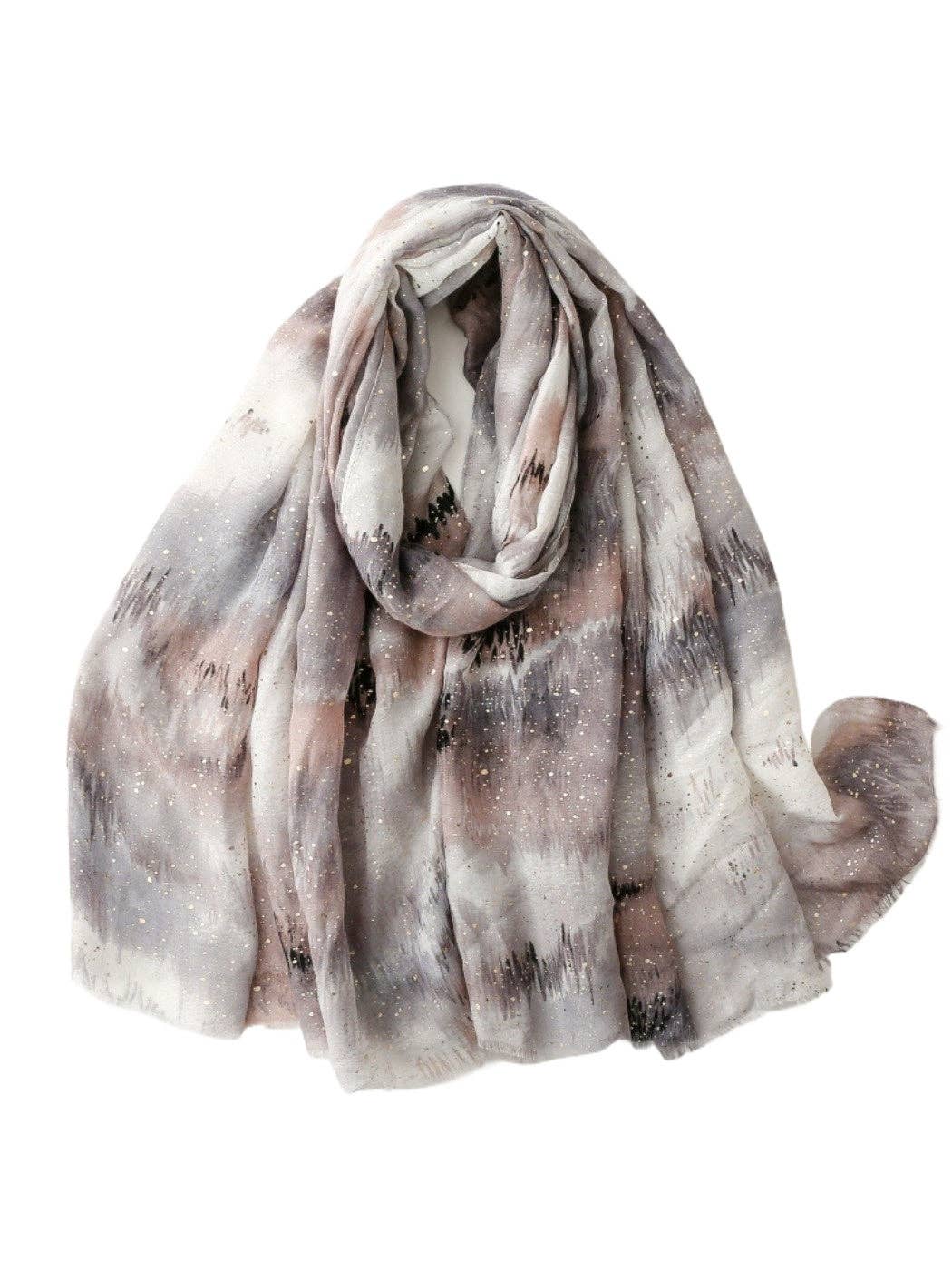 Scarvii - Gold Foil Gradient Scarf with Cloud Print