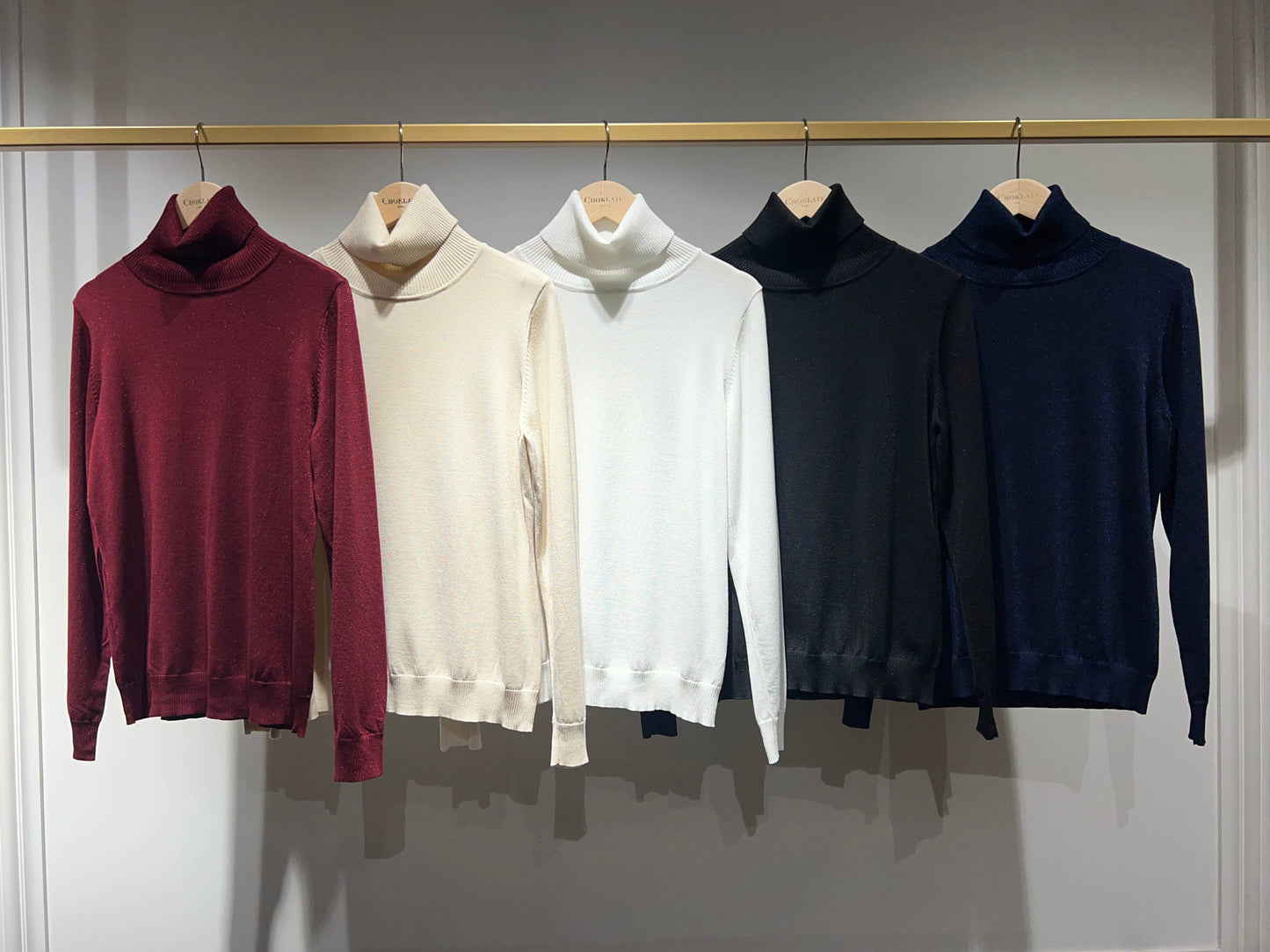Choklate Turtleneck sweater in tencel and lurex knit