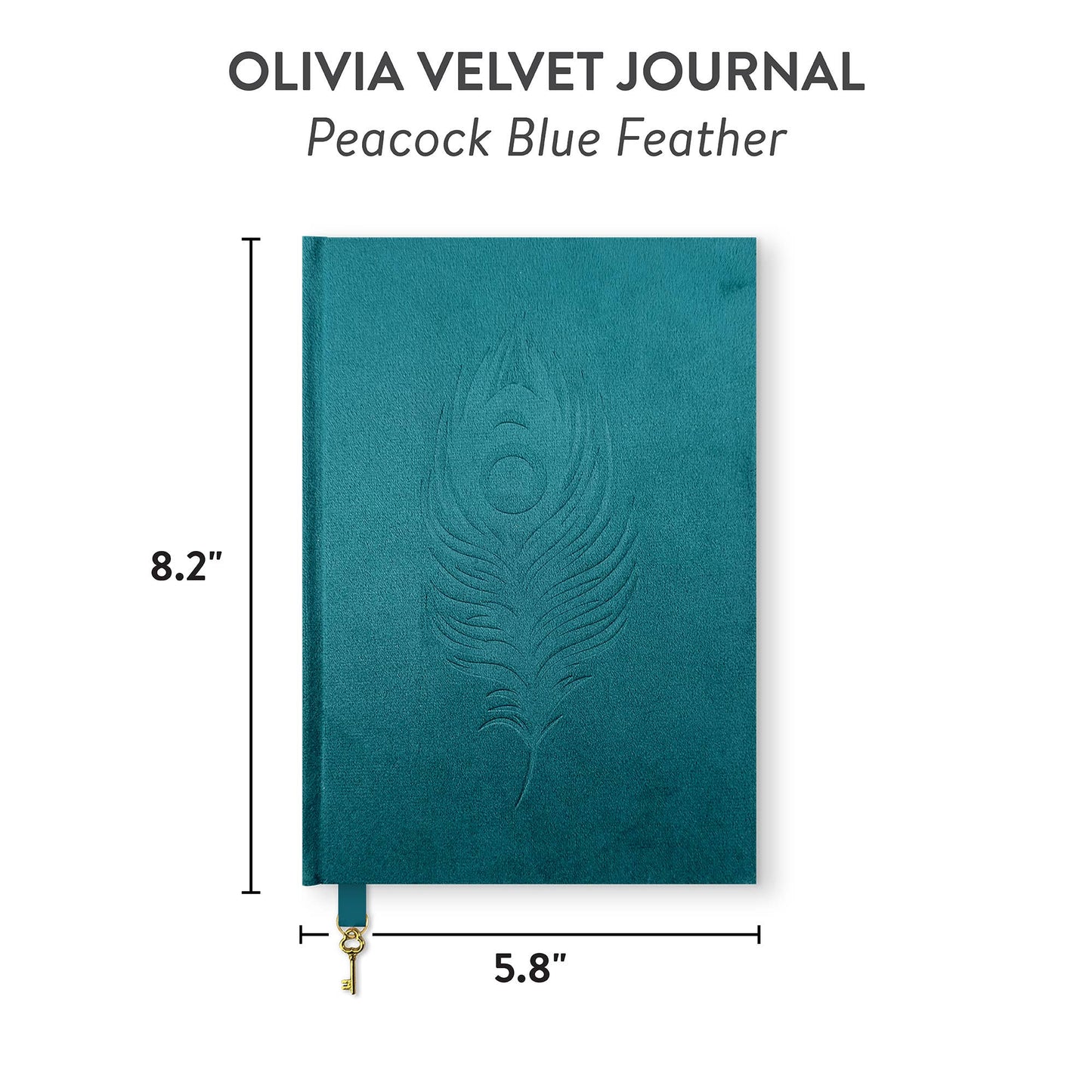 Studio Oh! Peacock Blue Feather Olivia Velvet A5 Journal