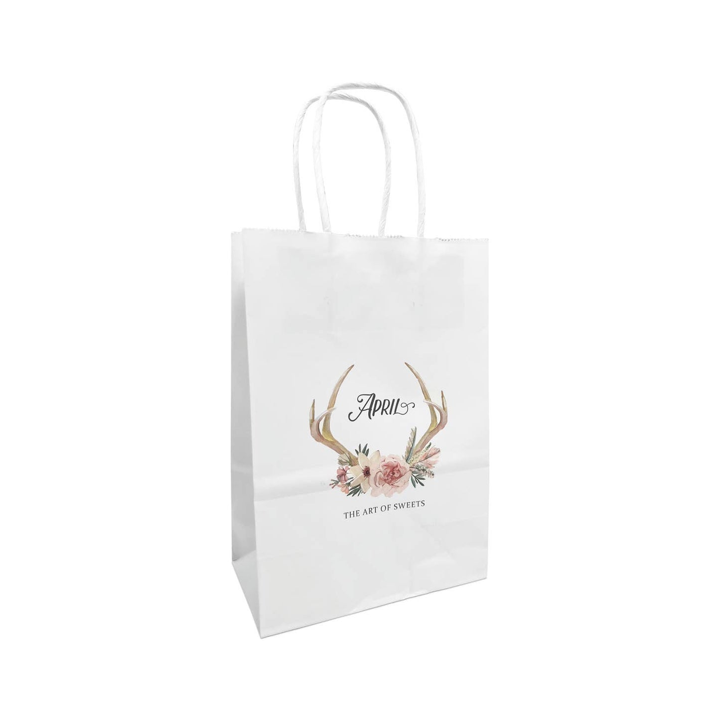 Custom Print Gem 5.3x3.5x8.5 inches White Paper Bags