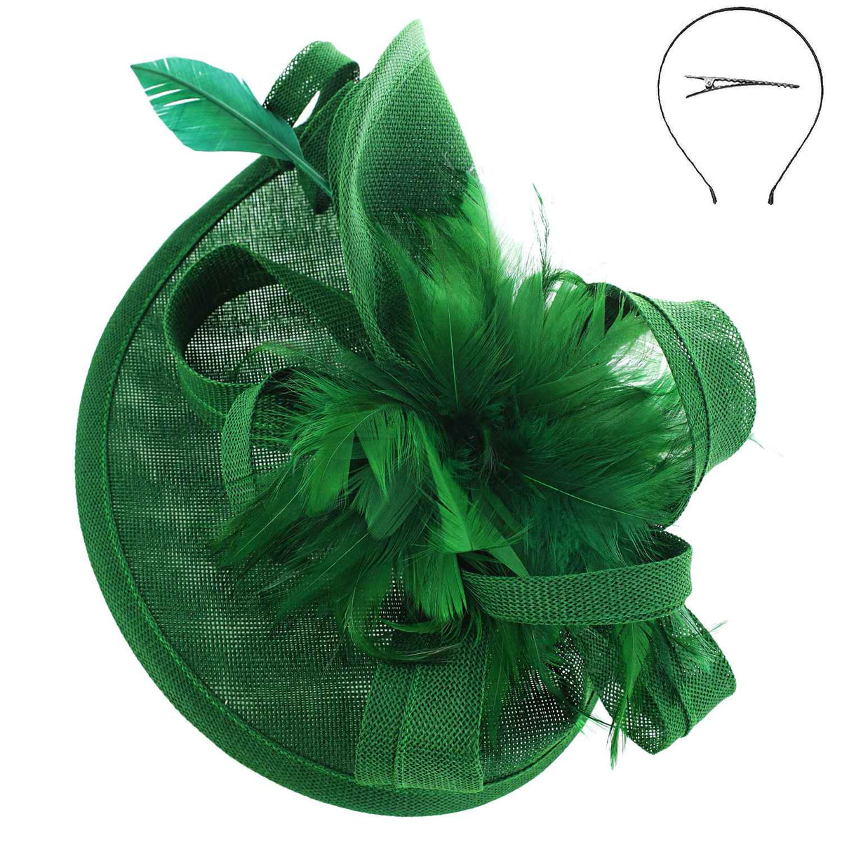 Sophia Fabric Mesh Feather Loop Fascinator