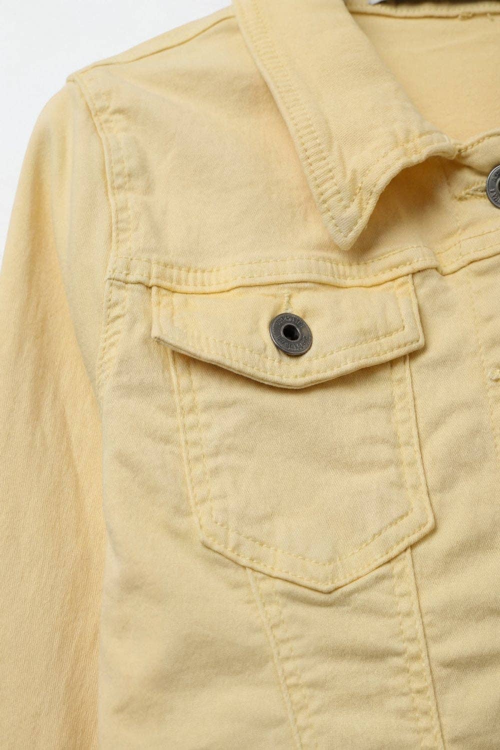Q2 Butter Yellow Denim Jacket with Button-Front