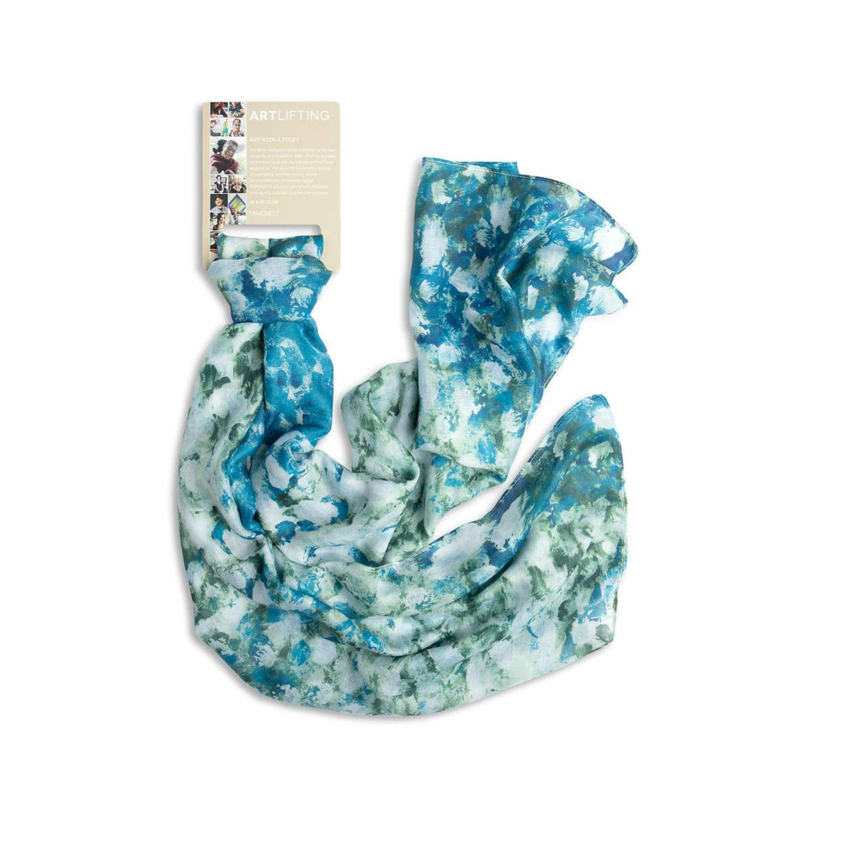 Demdaco ArtLifting Rectangle Scarf - White Flowers
