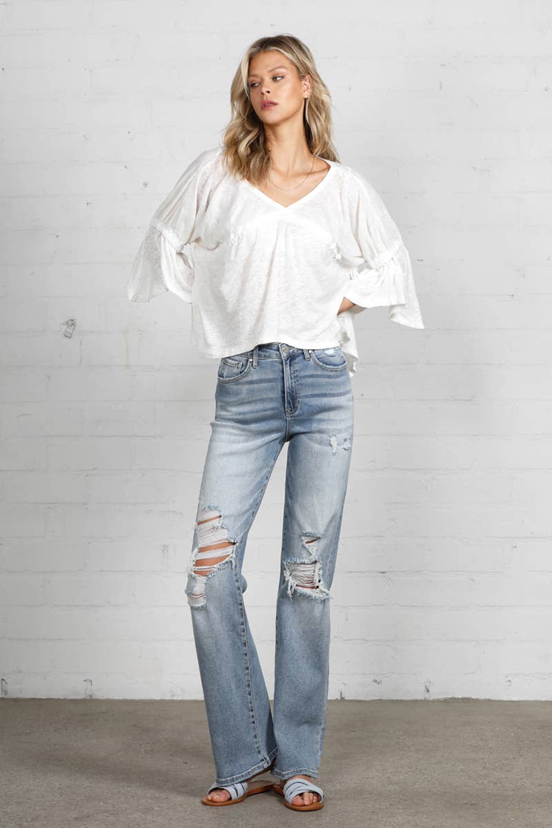 High Rise Ripped Dad Jeans