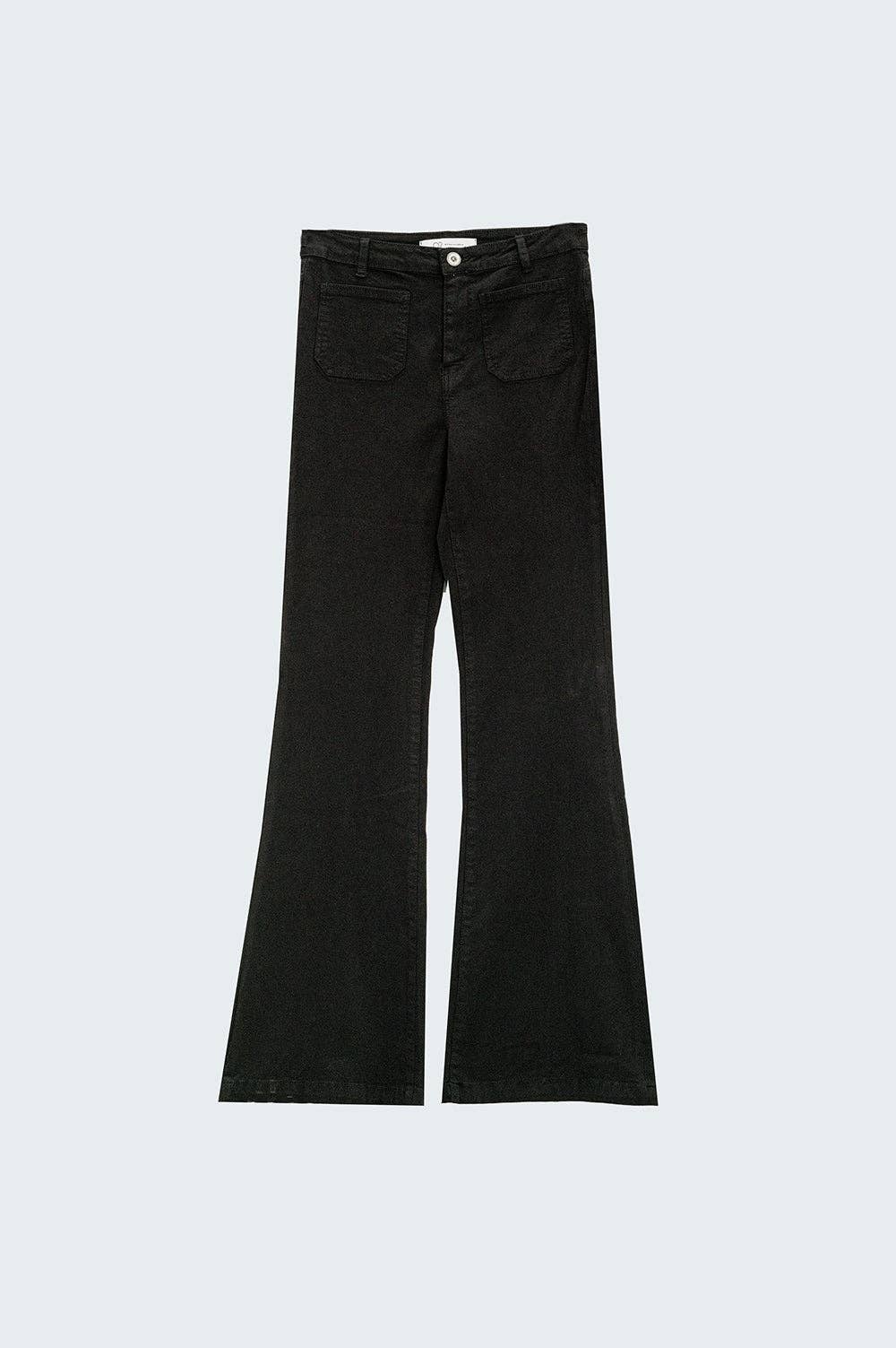 Q2 Black Skinny Flared Jeans With Front Pocket Detail