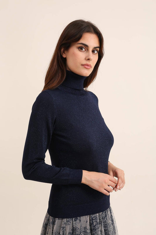 Choklate Turtleneck sweater in tencel and lurex knit