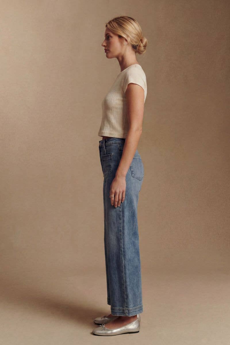 ARTEMIS TUMMY CONTROL HIGH RISE CROP PALAZZO JEANS
