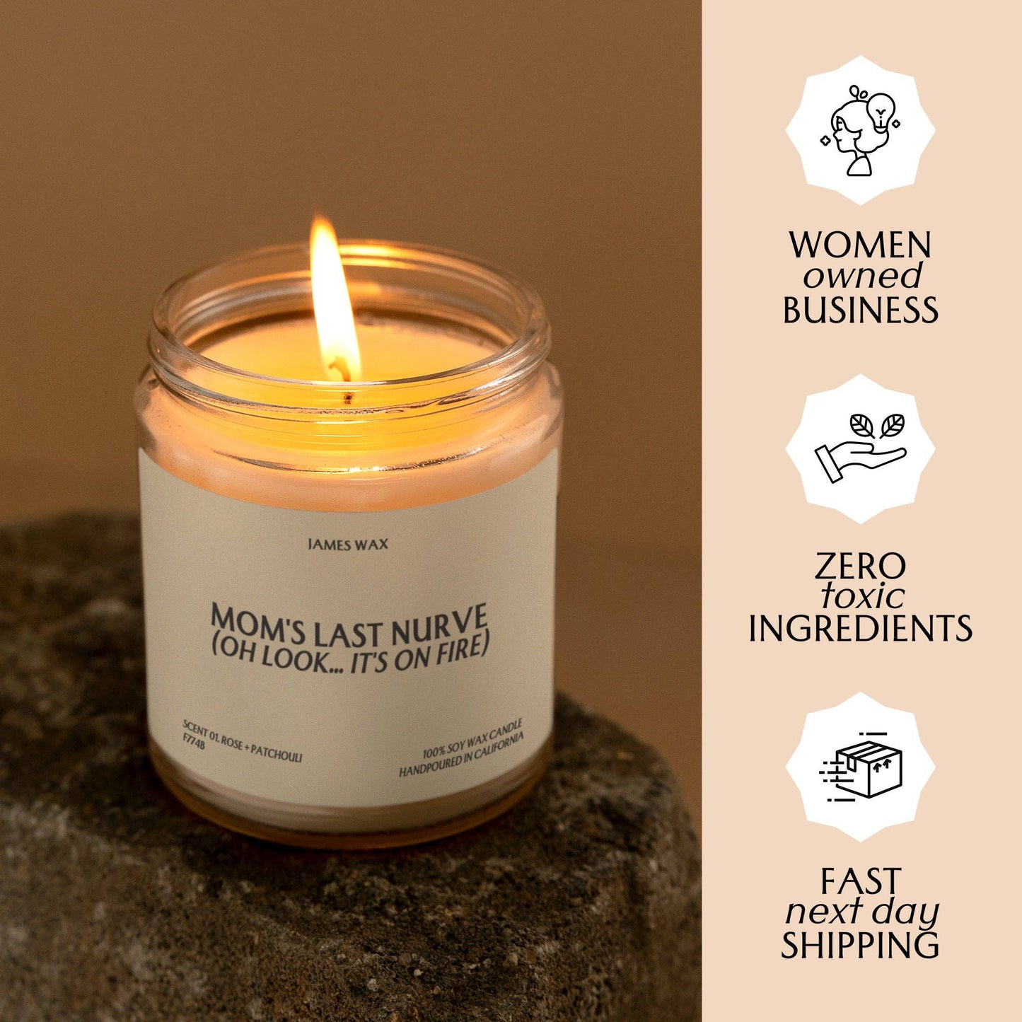 James Mom's Last Nerve (Oh Look... It's On Fire) Candle Mom Gift Stress Relief For Stressed Moms F774B