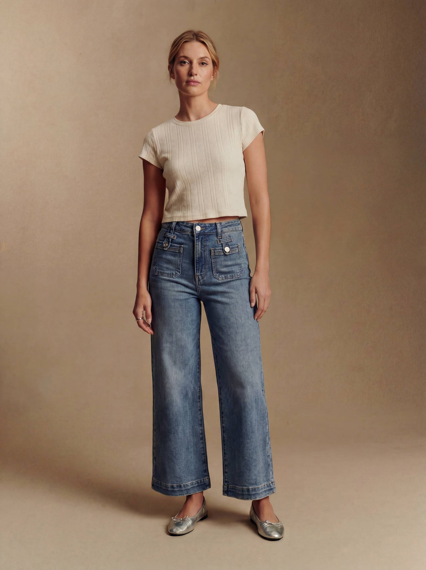 ARTEMIS TUMMY CONTROL HIGH RISE CROP PALAZZO JEANS