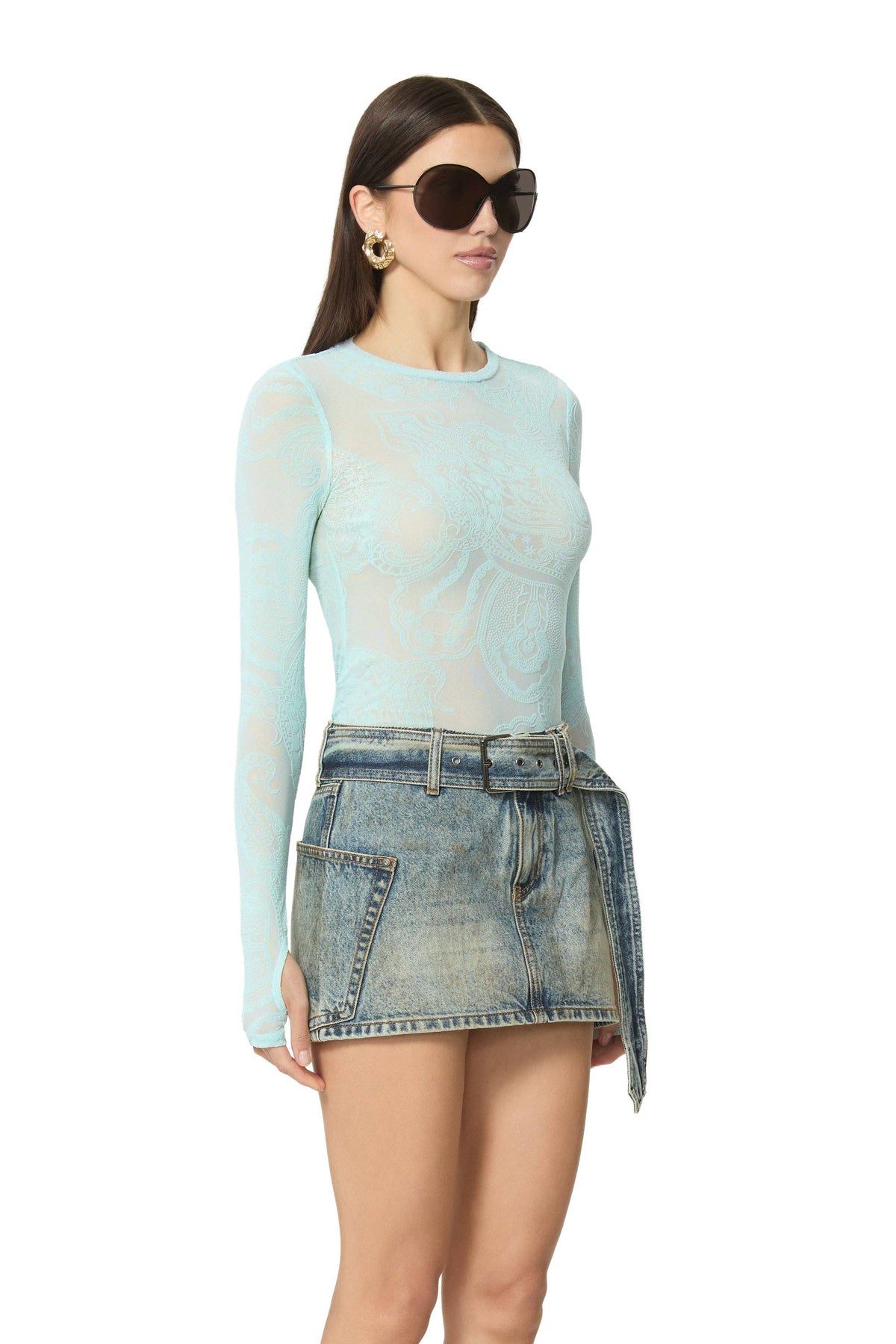 AFRM Kaylee Velvet Top - Bluebell Paisley