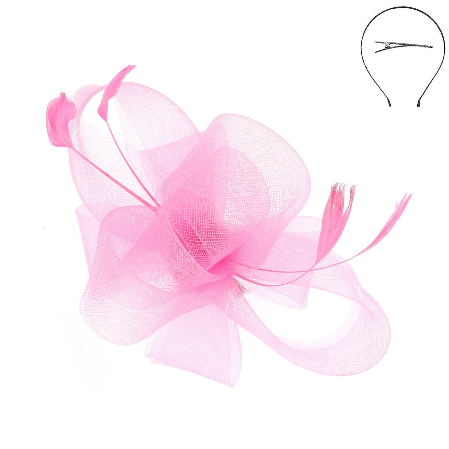 Sophia Large Organza Bow w/ Feathers Fascinator Headband