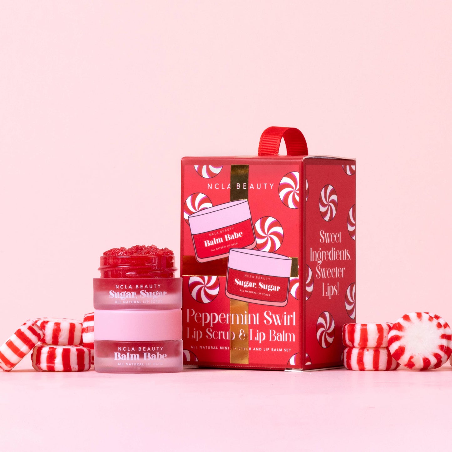NCLA Peppermint Swirl Lip Treatment Holiday Ornament Gift Set