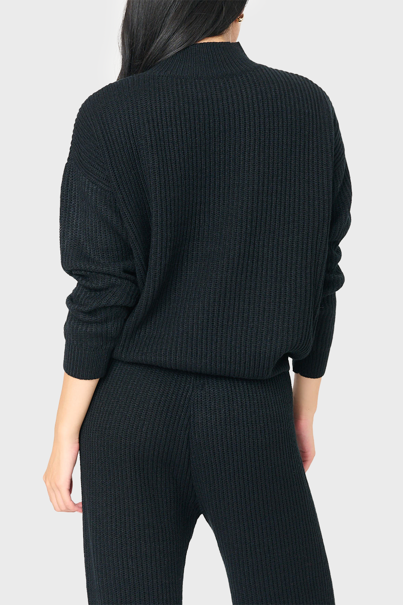Gibson GIGI Funnel Neck Long Sleeve Cozy Ribbed Sweater