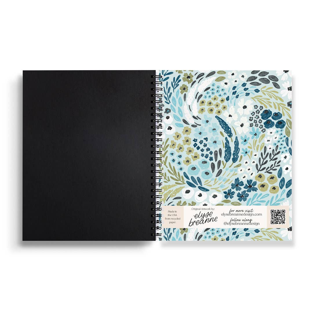 Elyse Waterfall Floral Spiral Lined Notebook 8.5x11in.