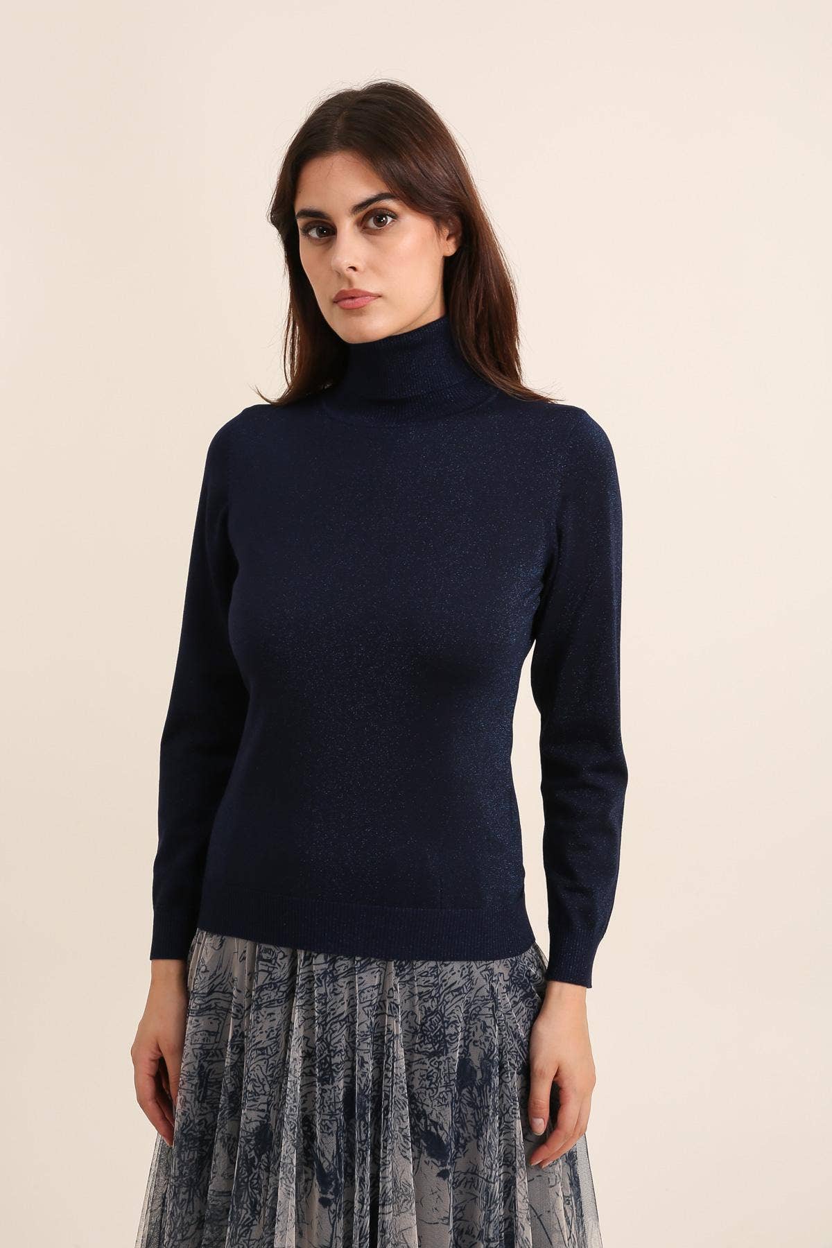Choklate Turtleneck sweater in tencel and lurex knit