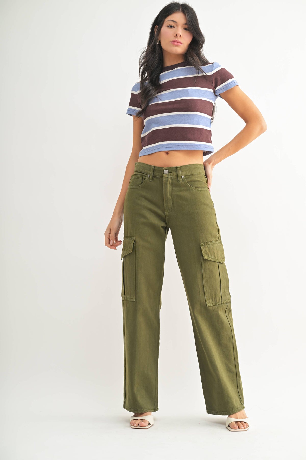 JBD Baggy Cargo Pocket Jean - DARK OLIVE - DP681N
