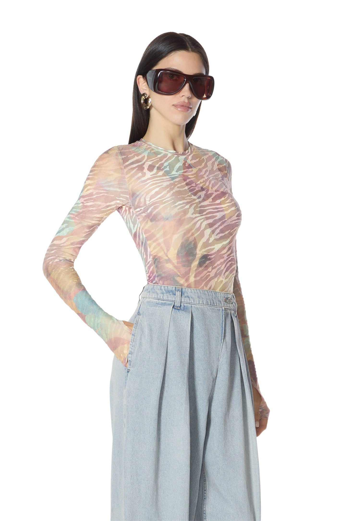 AFRM Kaylee Velvet Top - Feminine Palm
