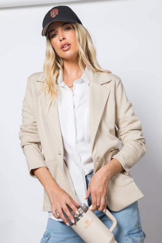 Ponte One Button Front /w Patch Pocket Blazer