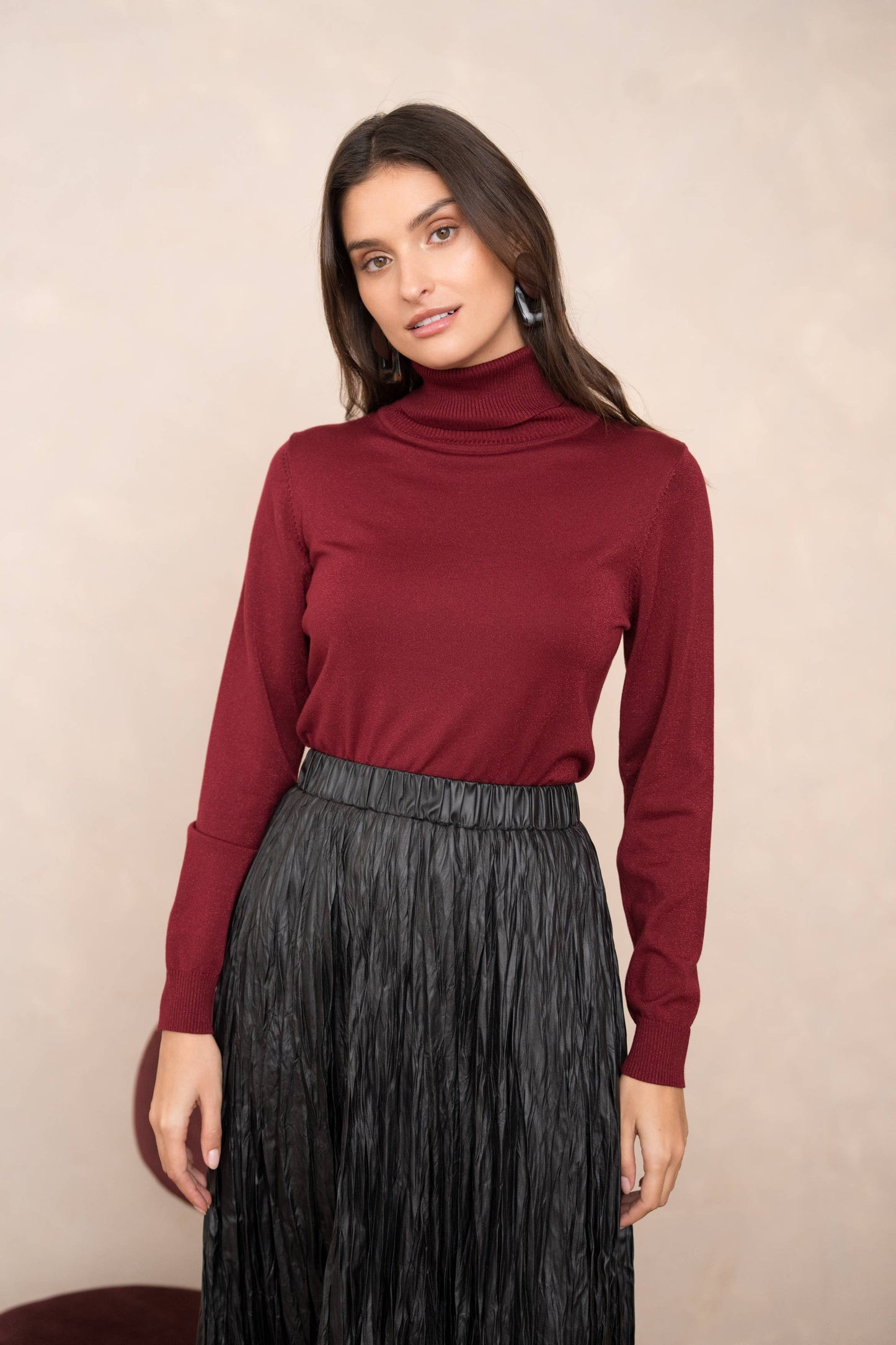 Choklate Turtleneck sweater in tencel and lurex knit