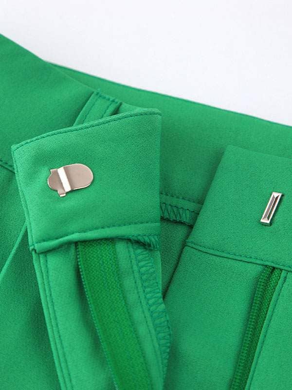 Green Noma Pants green polyester high rise waist trousers