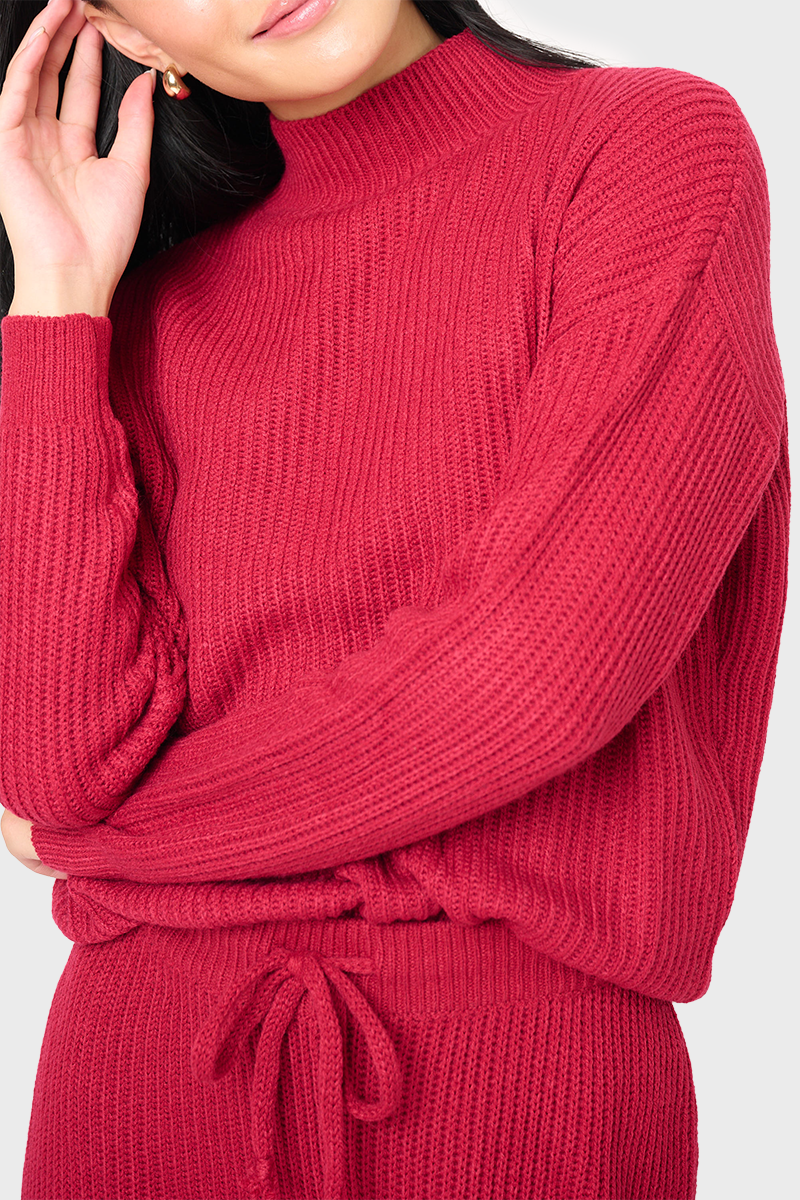 GIGI Funnel Neck Long Sleeve Cozy Ribbed Sweater