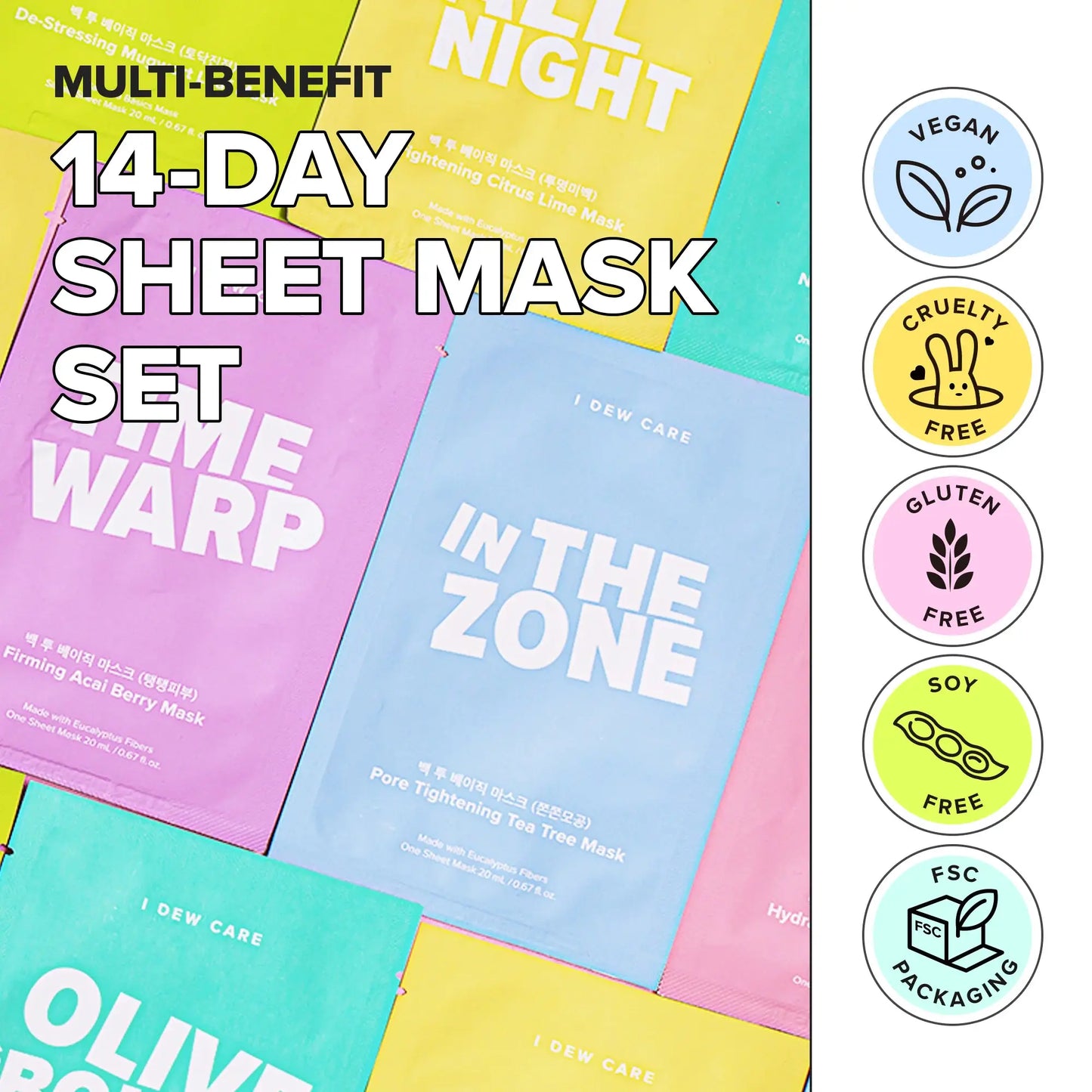 I DEW CARE Let's Get Sheet Faced 14 Day Sheet Vegan Mask Set