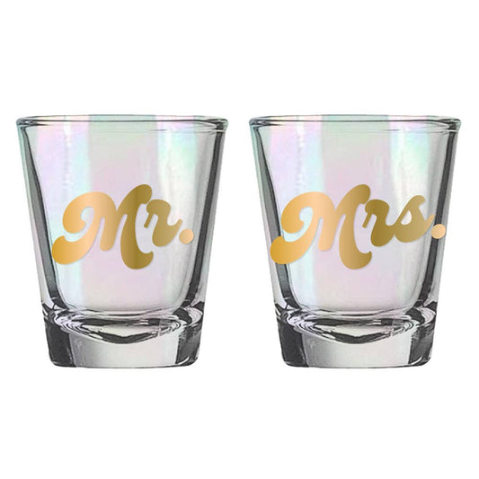 Soiree Sisters Wedding Shorty Shot Glass Set | Mr. Mrs.