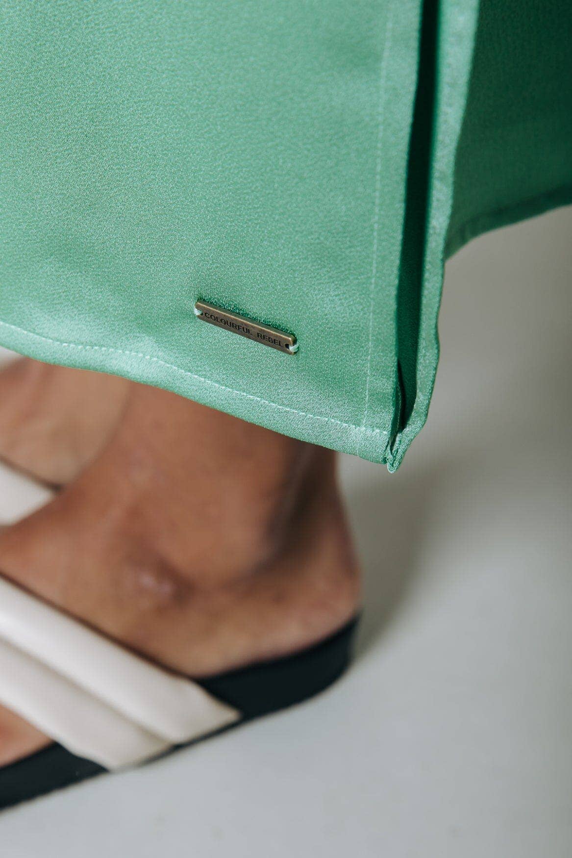 Colourful Rebel Hinte Satin Slit Skirt | Mint