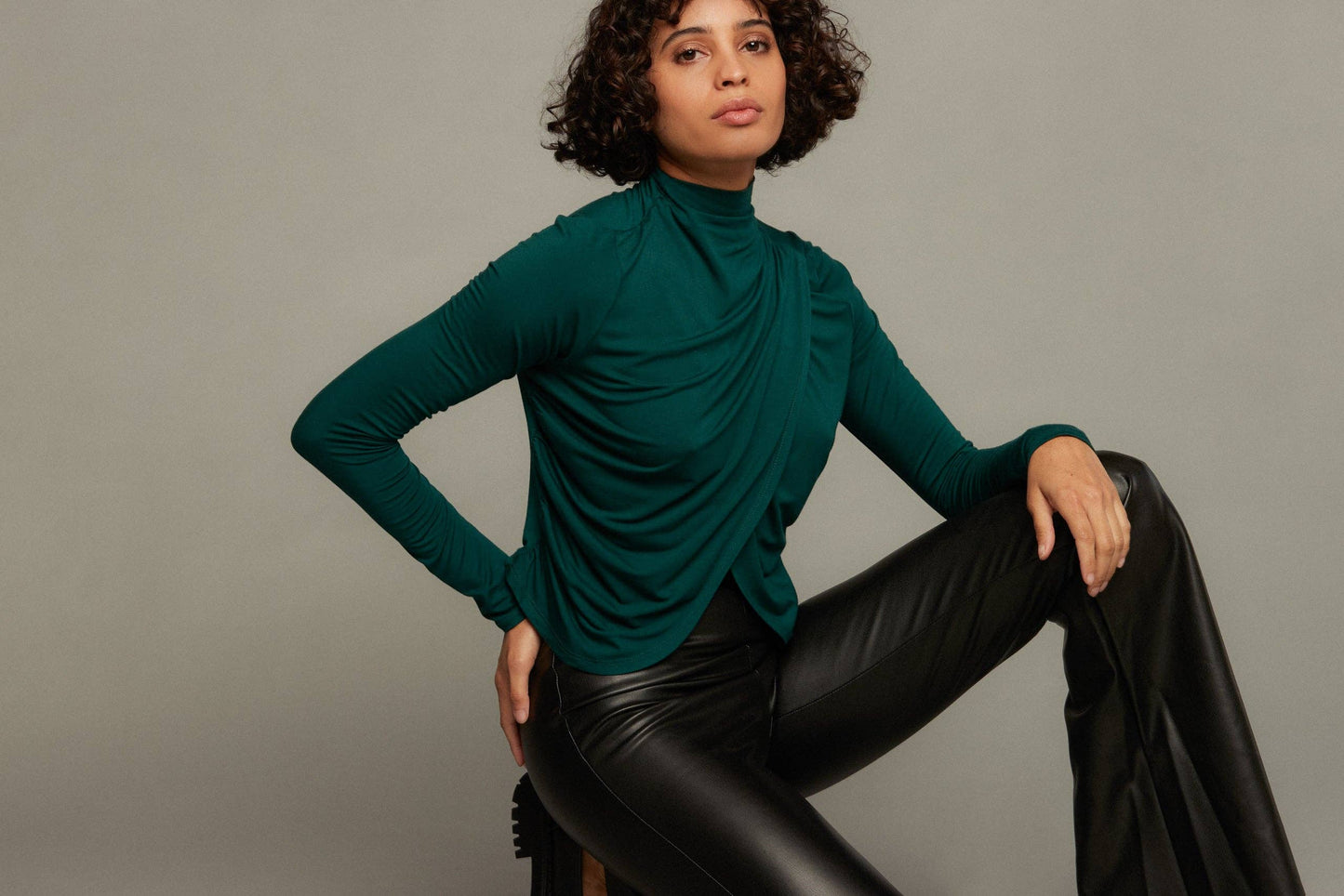 Sunday Melissa Draped Top - Emerald