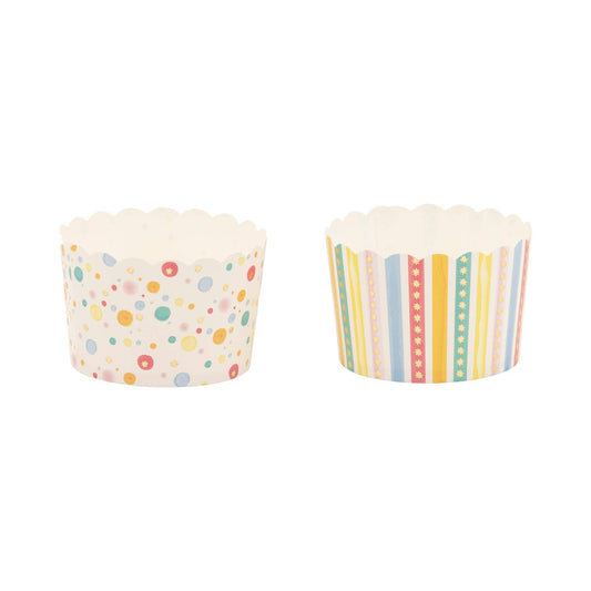 Mind Eye - JUMBO Foiled Primary Watercolor Dots/Stripes Baking Cup