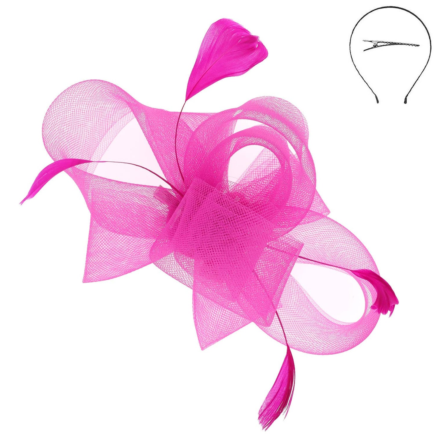 Sophia Large Organza Bow w/ Feathers Fascinator Headband