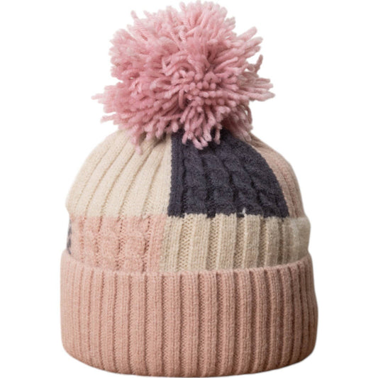 Jess & Lou Pink Block Unisex Cable Bobble Hat HL920