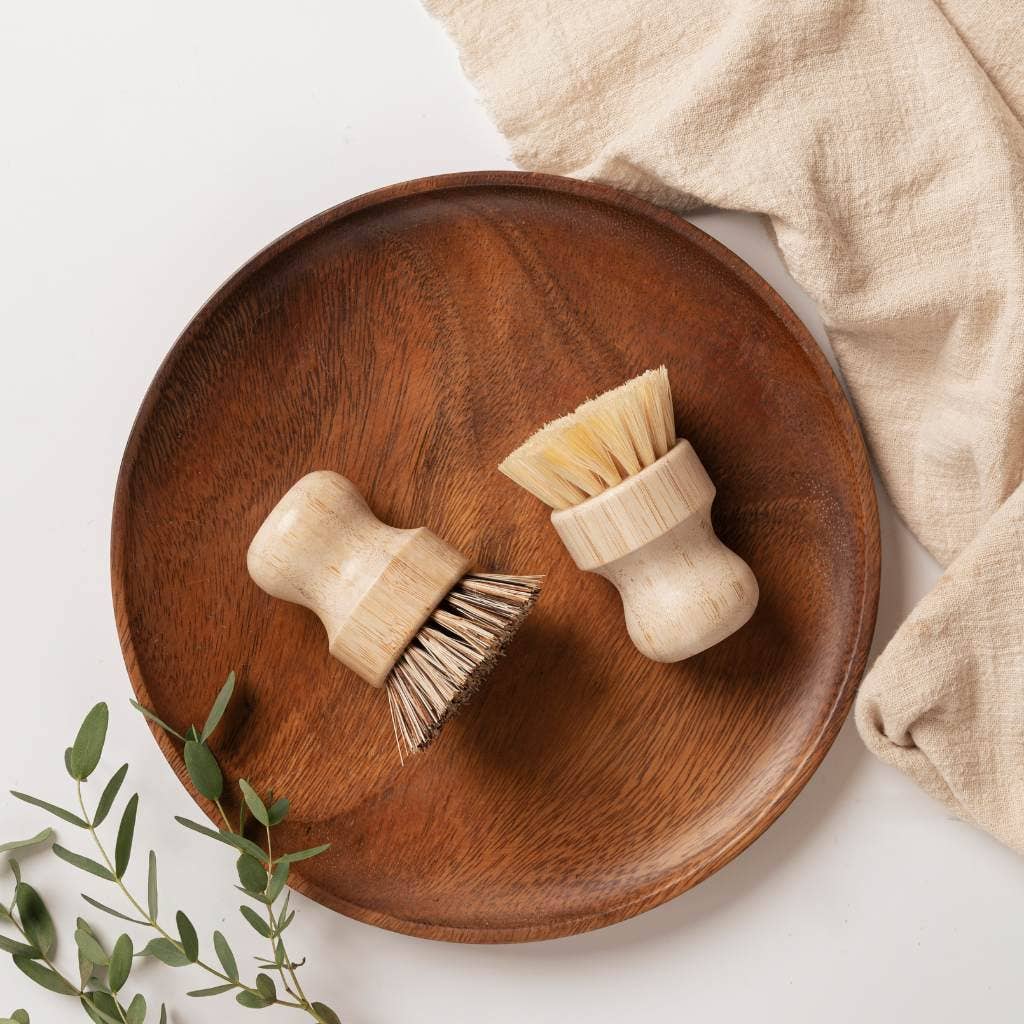 Jungle Bamboo Dish Brushes | Set of 2 Washing Up Scrubbing Brushes