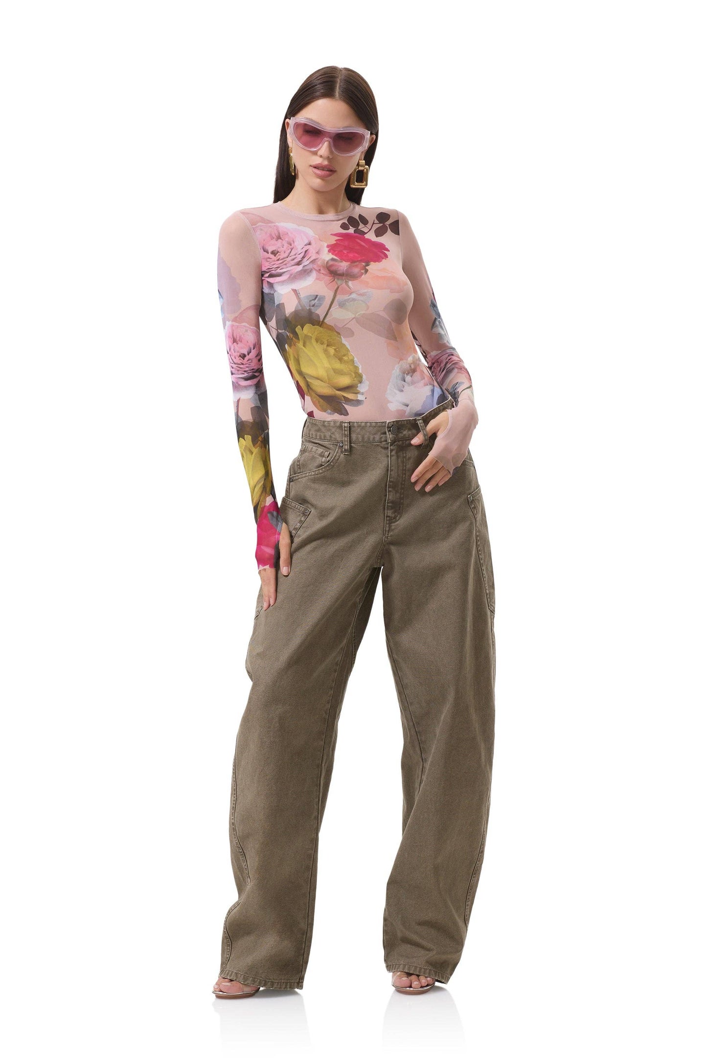 Afrm Kaylee Top - Placed Photo Rose