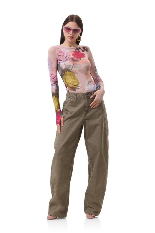 Afrm Kaylee Top - Placed Photo Rose