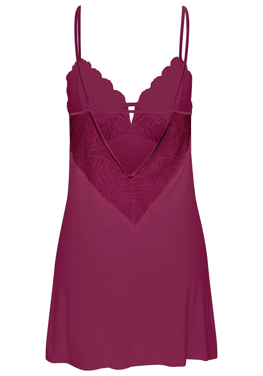 LASCANA Women's Back Cutout Lace Negligee