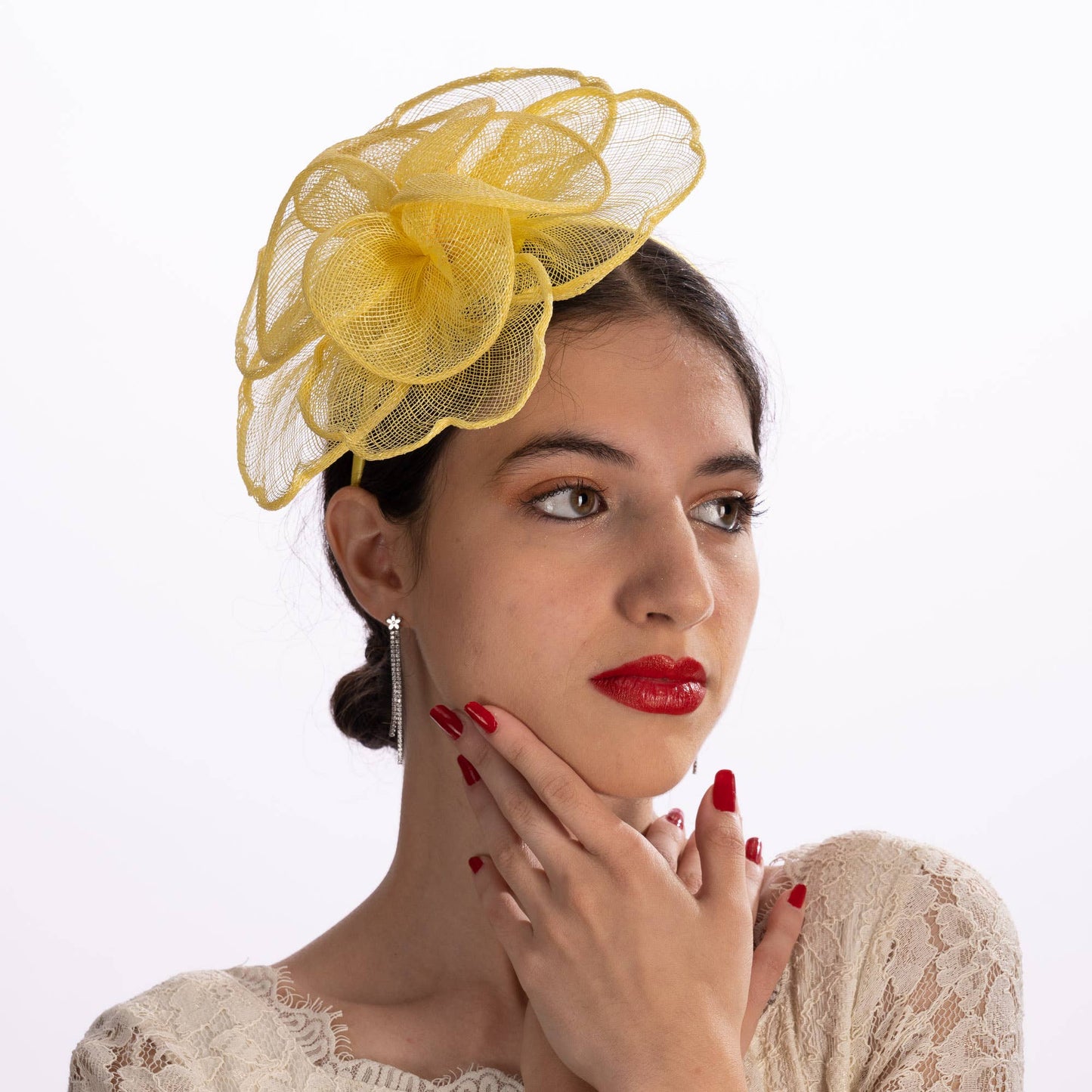 KaKyCo Sinamay Peony Pedal Narrow Headband Fascinator