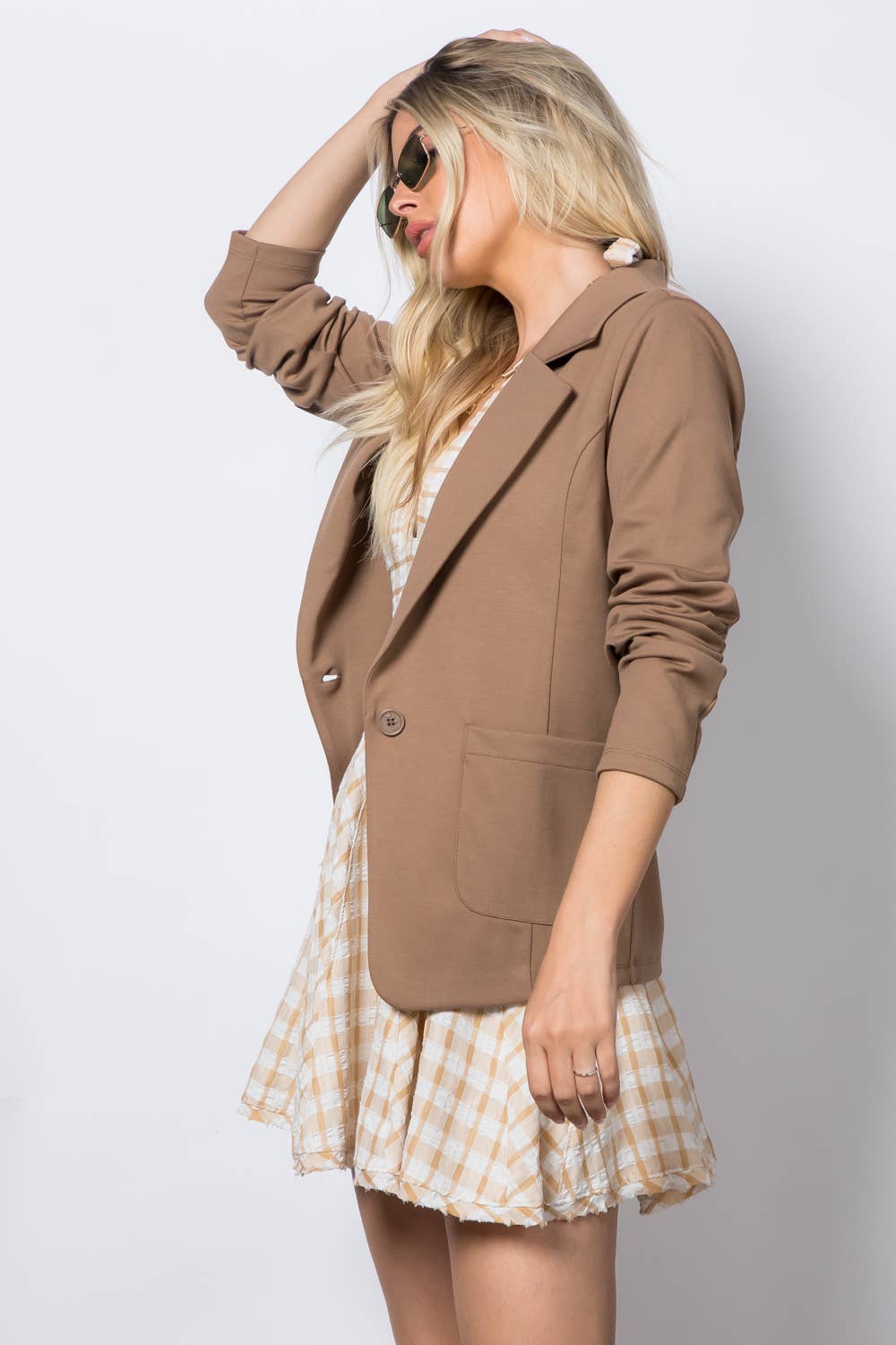 Ponte One Button Front /w Patch Pocket Blazer