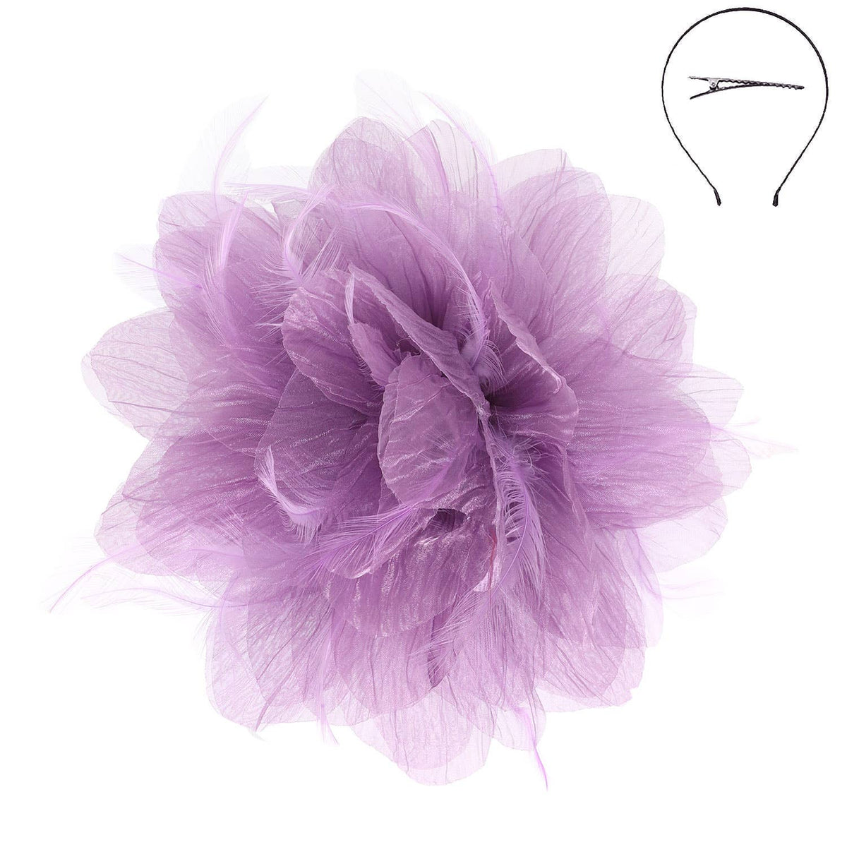 Sophia Feather Flower Fascinator With Headband And Clip