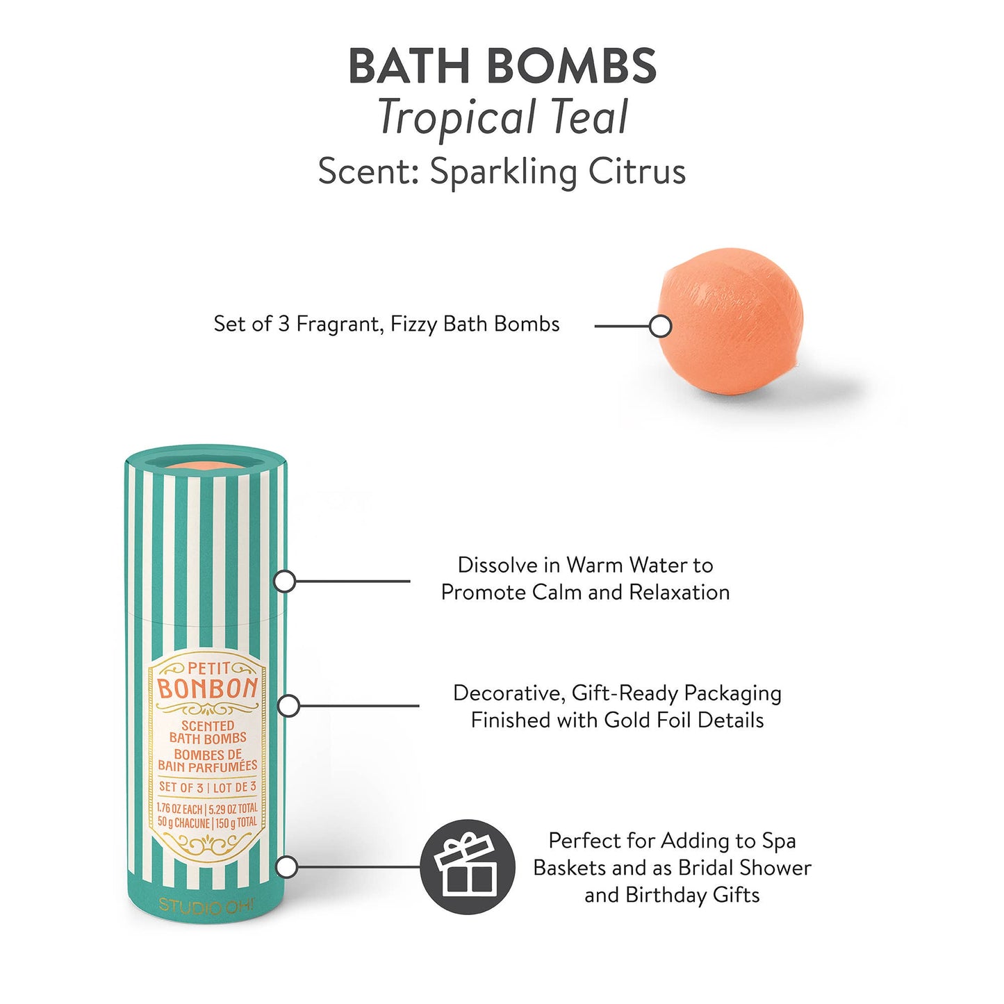 Studio Oh Petit Bonbon Dreamy Teal Bath Bombs