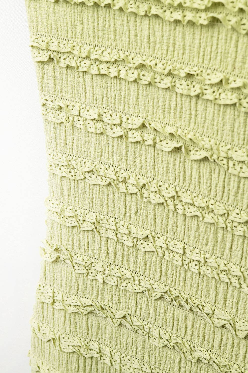 Q2 Ruffle Maxi Dress With Slit in Green color