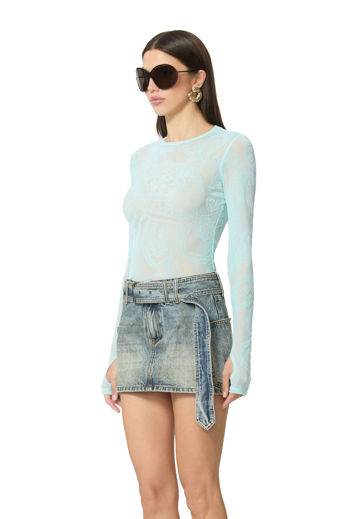 AFRM Kaylee Velvet Top - Bluebell Paisley