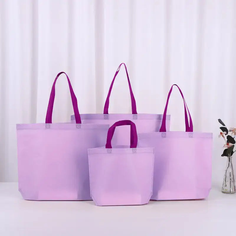 50pcs, 4 Sizes Purple Non-woven Gift Bag w/ Purple Handle