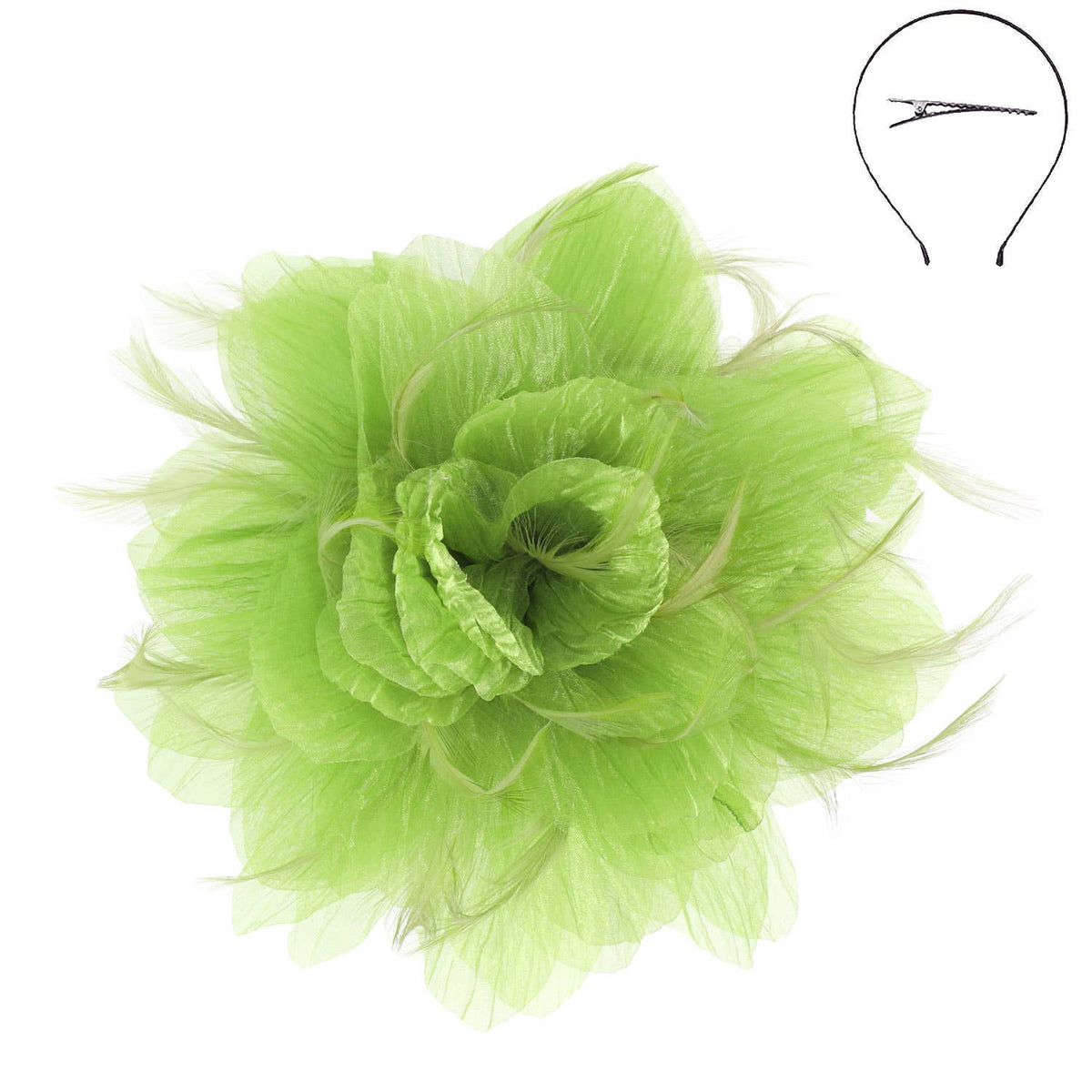 Sophia Feather Flower Fascinator With Headband And Clip