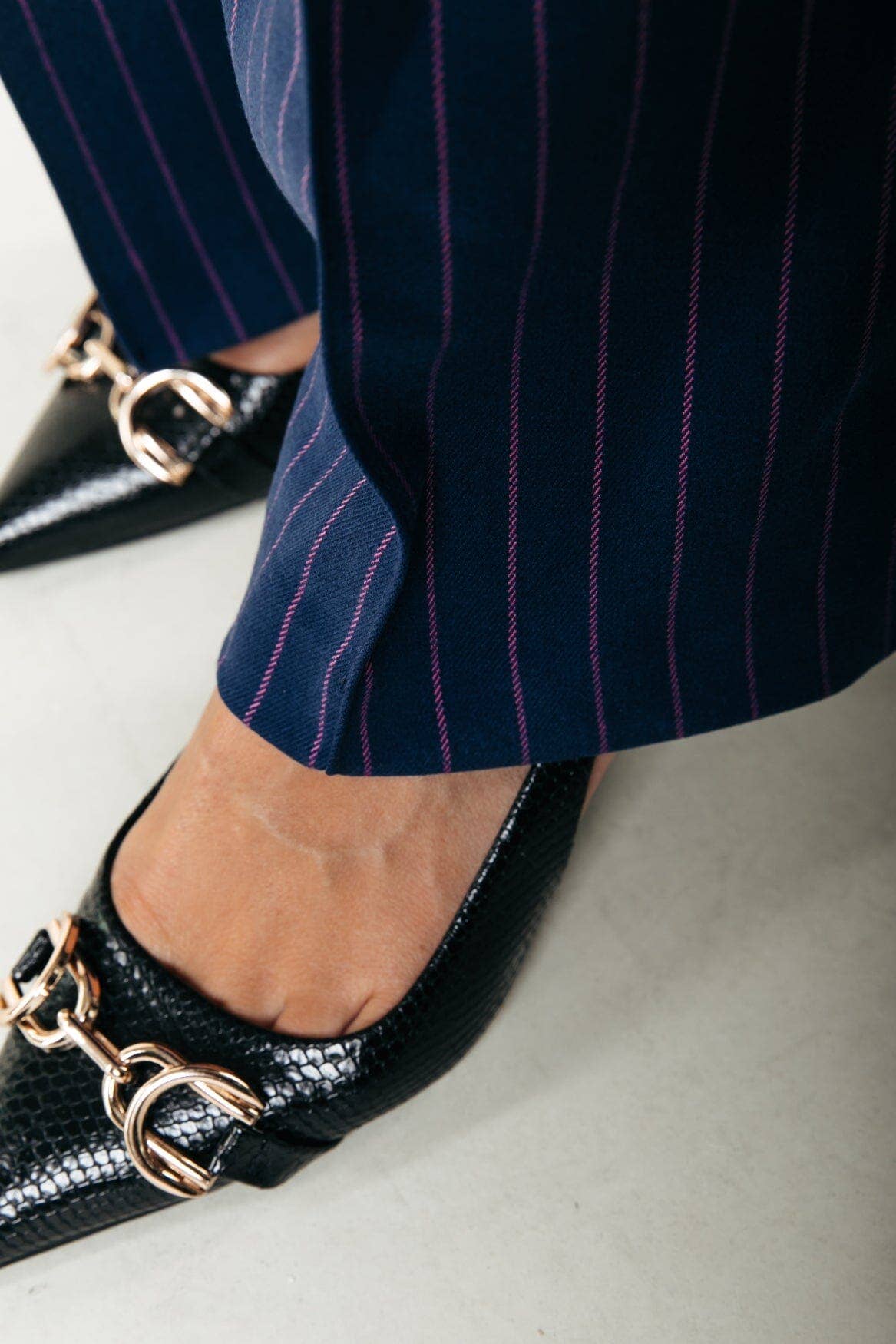 Colourful Rus Pinstripe Straight Pants | Dark blue