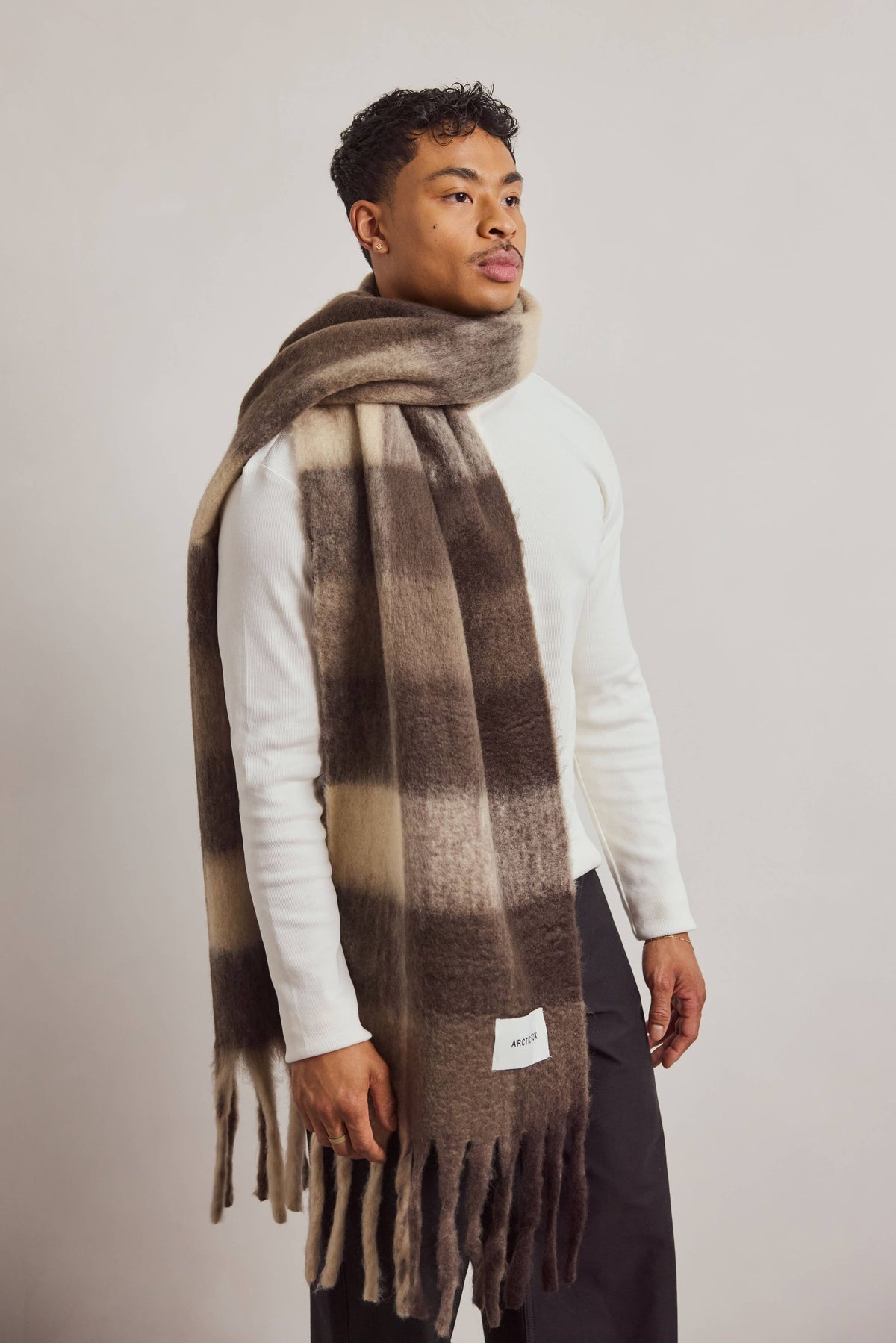 Arctic Fox The Reykjavik Scarf - 100% Recycled - Brown Check -