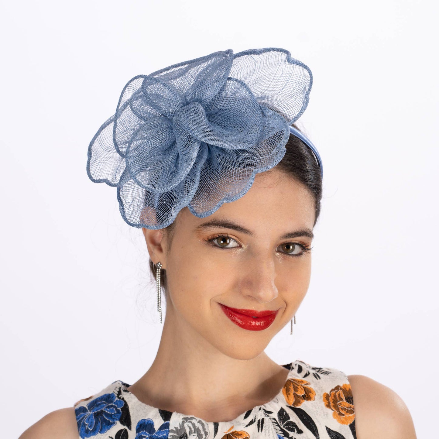 KaKyCo Sinamay Peony Pedal Narrow Headband Fascinator