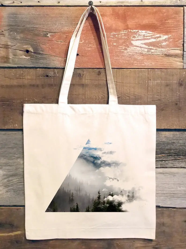 Colorful Mountains Clouds Triangle Tote Bag